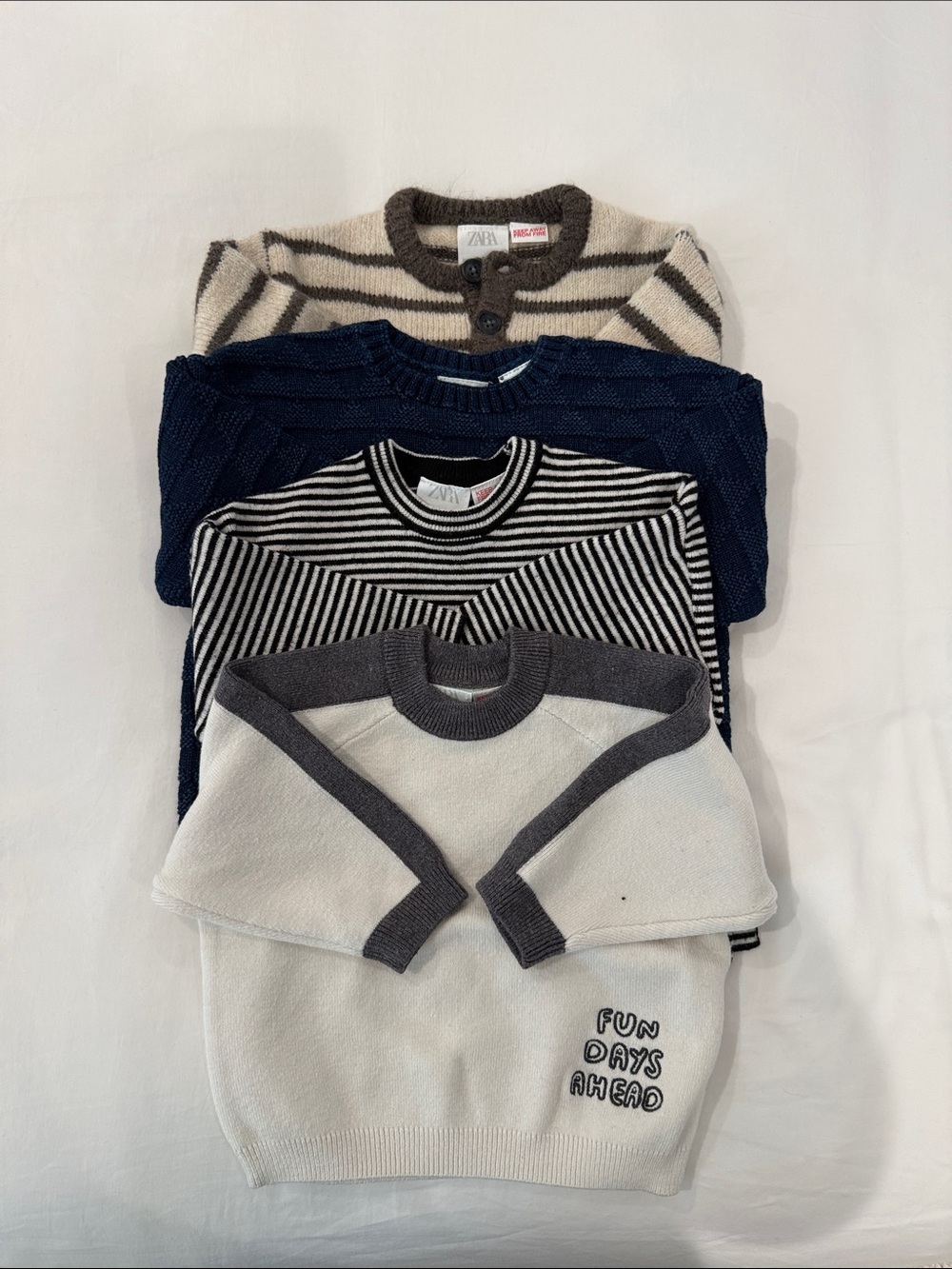 Zara Kids Cream & Gray Contrast 'Fun Days Ahead' Sweater